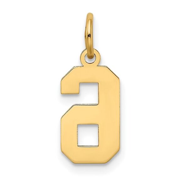 14k Yellow Gold, Jersey Collection, Small Number 6 Pendant - Picture 3 of 5